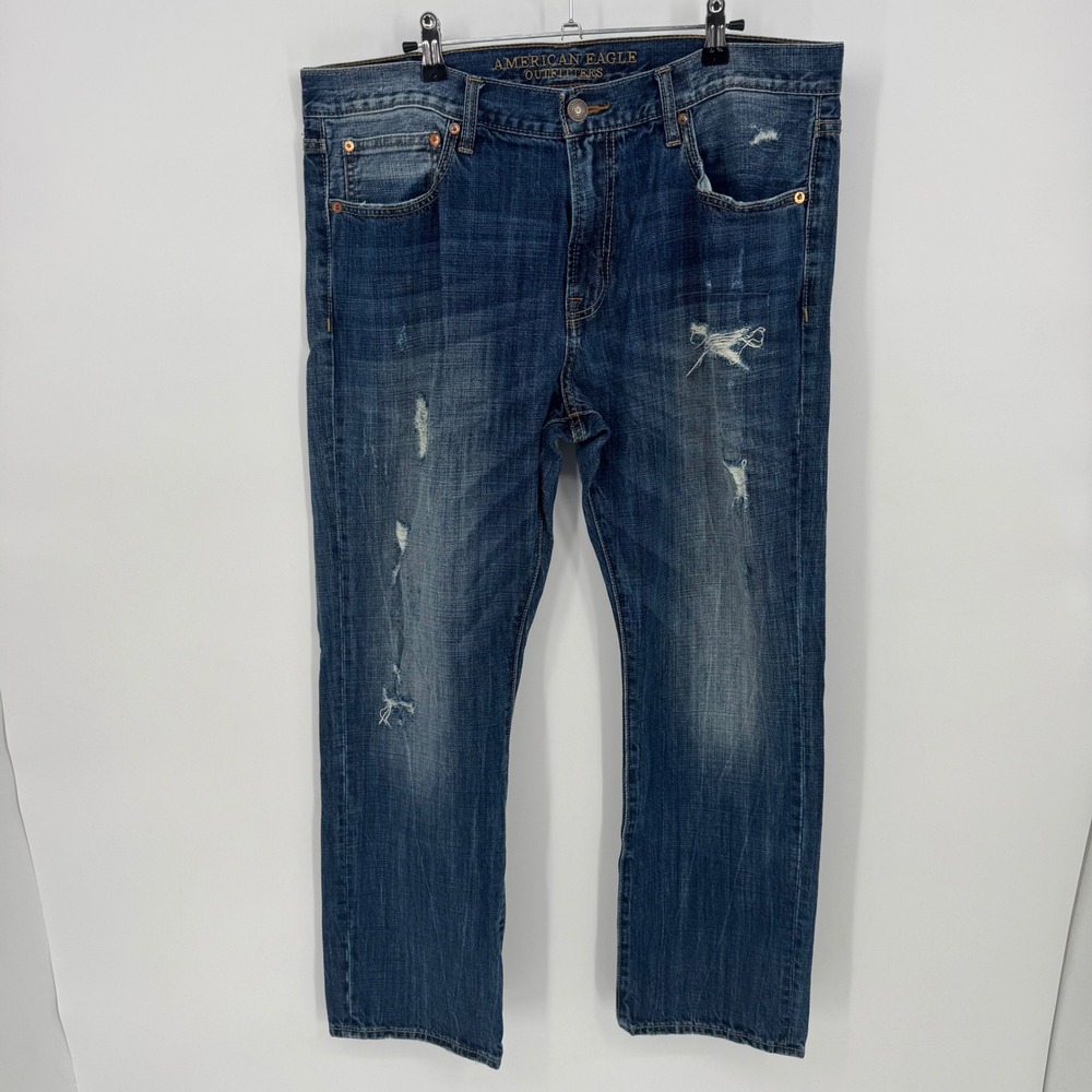 American Eagle Outfitters Slim Straight Distressed Jeans Mens Size 36 Medium‎